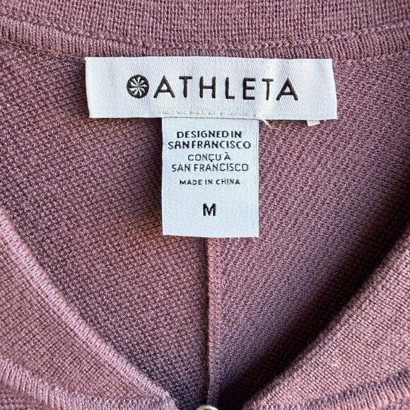 Athleta Long Sleeve Zip Up Round Neck Cardigan Sweater Mauve Pink Women's Size M - Picture 3 of 9